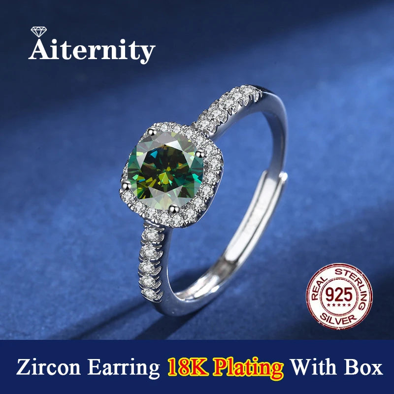 Square 18K Plating S925 Sterling Silver D Color Adjustable Size