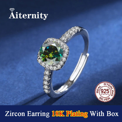 Square 18K Plating S925 Sterling Silver D Color Adjustable Size
