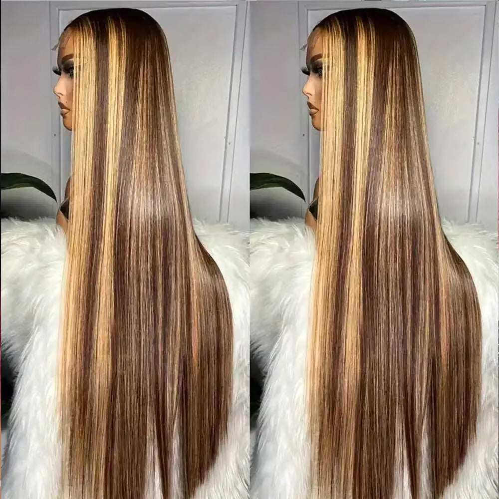 Highlight Wigs Colored Straight Lace Front Human Hair Wigs