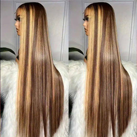 Highlight Wigs Colored Straight Lace Front Human Hair Wigs