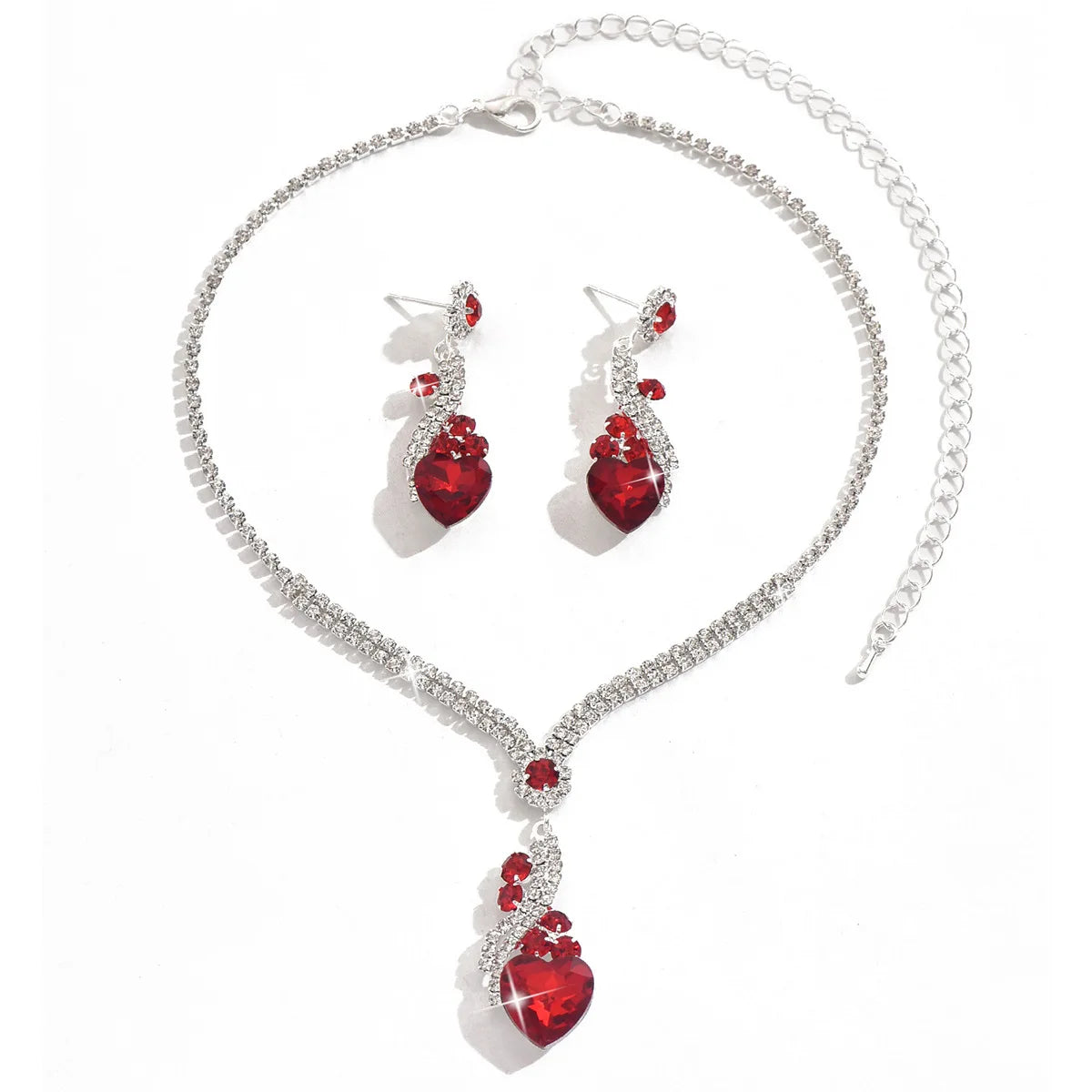 3pcs Elegant Vintage Jewelry Set for Women Sparkling Rhinestones Necklace Shiny Crystal Choker Bridal Wedding Earrings Party