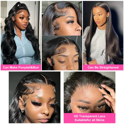 4x4 5x5 13x4 13x6 Hd Body Wave Lace Frontal Human Hair Wigs 360 Brazilian Pre Plucked Lace For Women 30 40 Inch Lace Front Wig