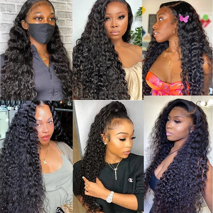 HD Transparent 13x4 13x6 Water Wave Lace Frontal Wig Pre Plucked Wear And Go Wig Human Hair Wigs For Women 4X4 Wig 180 Density