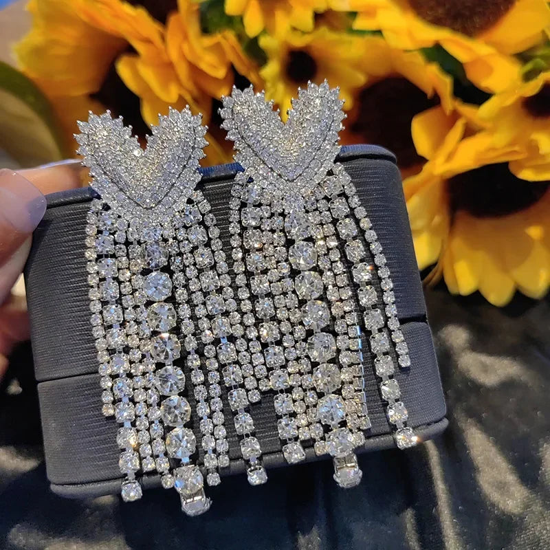 Luxury Evening Party Earrings for Women 2023 Trendy Shiny Flower Plant Dangle Earrings Purple Golden Jewelry Gift Wife