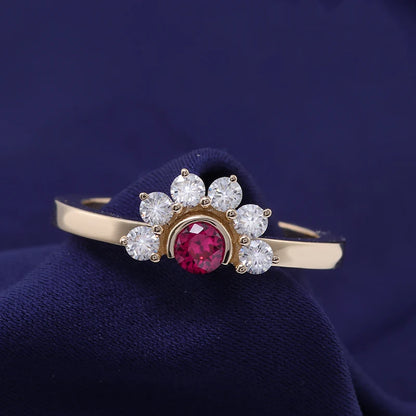 Provence fashions Wedding Ring 10K Solid Gold Ruby Lab Gemstones Vintage Engagement ring Anniversaries Gift Personalized Custom