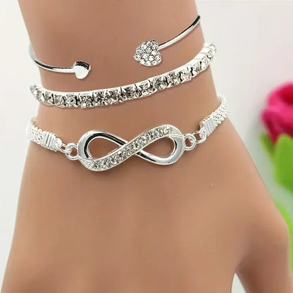 Vintage Crystal Rhinestone Heart Bracelets for Women Fashion