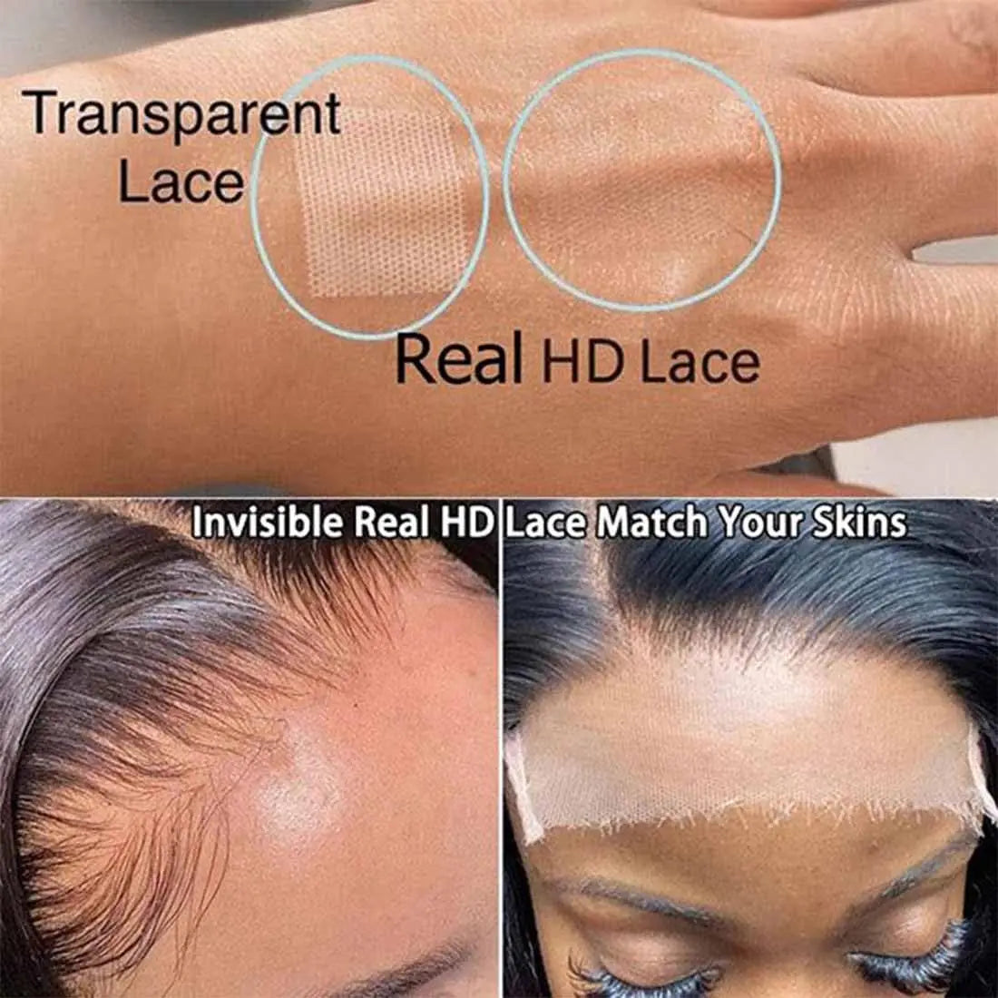 13x6/360 HD Wave Wigs Transparent Lace Frontal Wigs 300/400 Density 100% Human Hair Wigs Remy Pre Plucked For Women 16-36 Inch