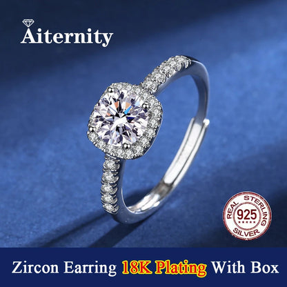 Square 18K Plating S925 Sterling Silver D Color Adjustable Size