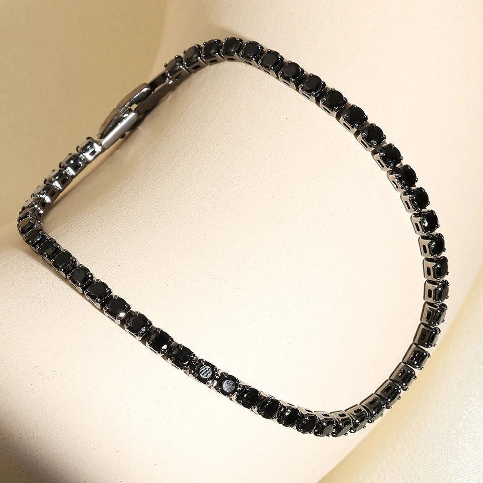 Exquisite Shiny Pink Black Zircon Decor Bracelets For Women