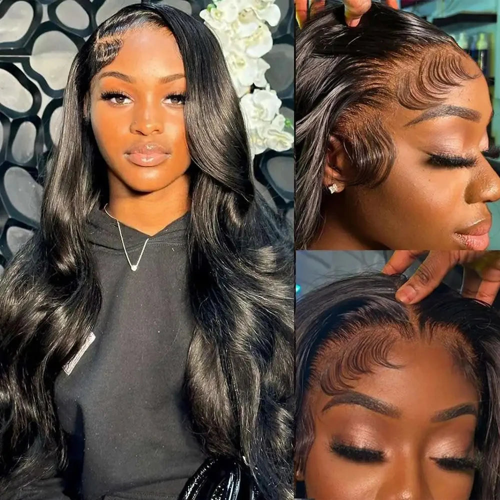180% Density Body Wave 13x6 Lace Front Wigs Human Hair Pre Plucked 13x4 HD Transparent Lace Frontal Wigs Human Hair For Women