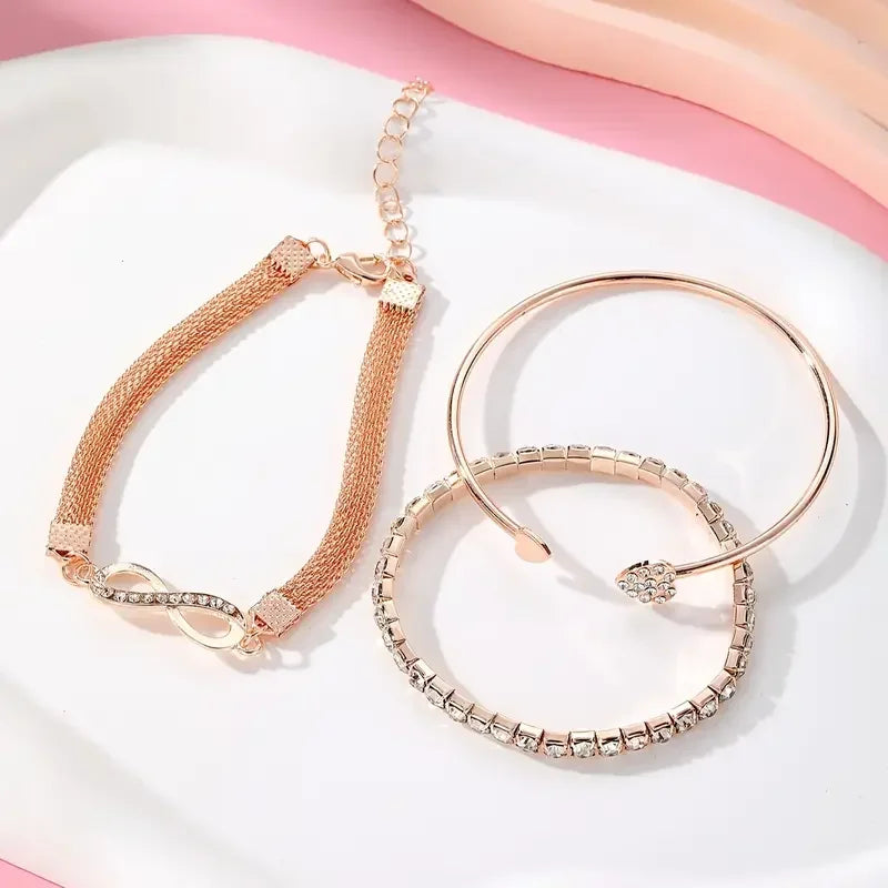 Vintage Crystal Rhinestone Heart Bracelets for Women Fashion