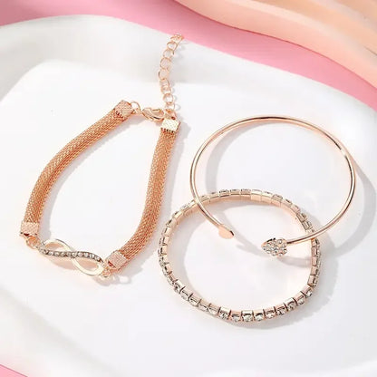 Vintage Crystal Rhinestone Heart Bracelets for Women Fashion