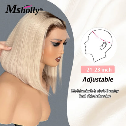 Highlight Ash Blonde 13x4 Lace Front Wigs Human Hair Straight