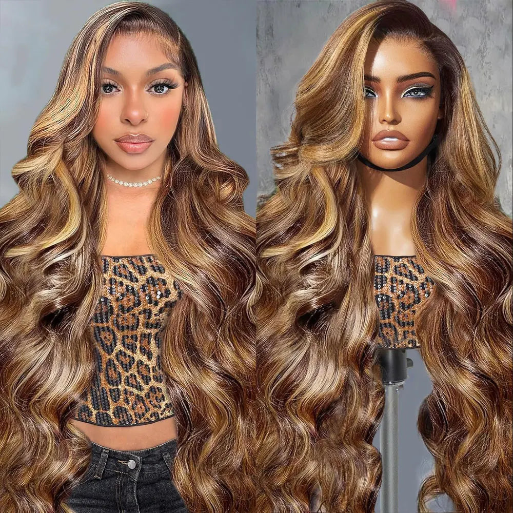 Highlight Wigs Colored Straight Lace Front Human Hair Wigs
