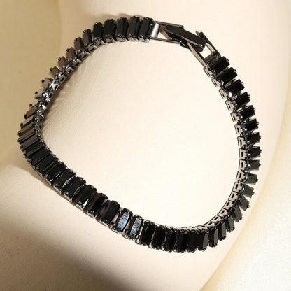 Exquisite Shiny Pink Black Zircon Decor Bracelets For Women