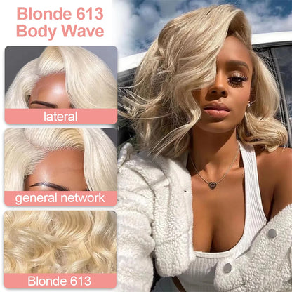 613 Blonde Lace Front Wig Human Hair Body Wave 13X6 Hd Lace