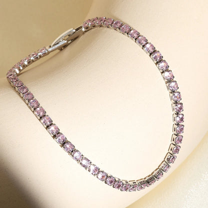 Exquisite Shiny Pink Black Zircon Decor Bracelets For Women