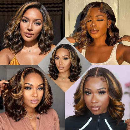 1B/30 Highlight Bob Wig Human Hair 13x4 Ombre Lace Front Wigs