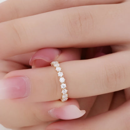 Provence 10K/14K yellow gold wedding ring round cut lab diamond 2/3 eternity band stacking engagement rings custom jewelry gift