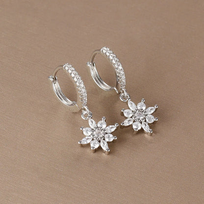 Luxury Stainless Steel Star Dangle Earrings For Women Sparkling Zircons Geometric Ear Piercing Earring Fashion Jewelry aretes