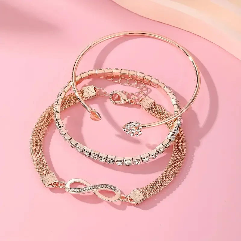 Vintage Crystal Rhinestone Heart Bracelets for Women Fashion