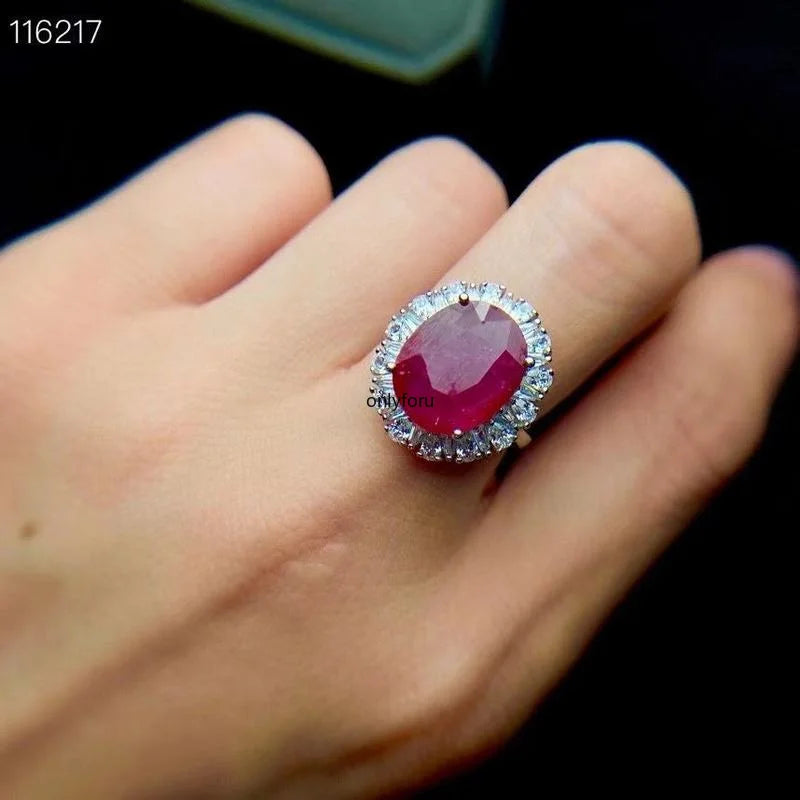 100% Natural Genuine Ruby Gemestone Fashionable Silver Ring 925 Solid Sterling Silver Ruby Wedding Ring Best Gift for Girl