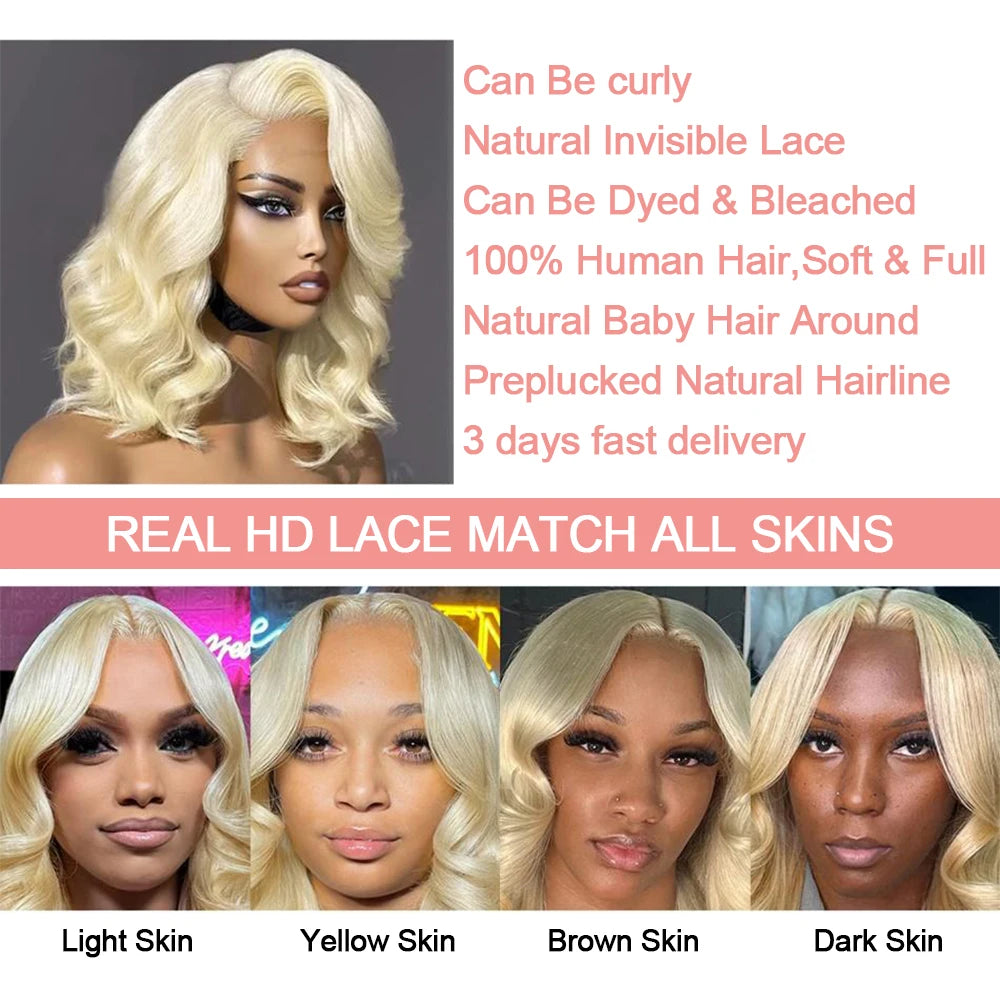 613 Blonde Lace Front Wig Human Hair Body Wave 13X6 Hd Lace