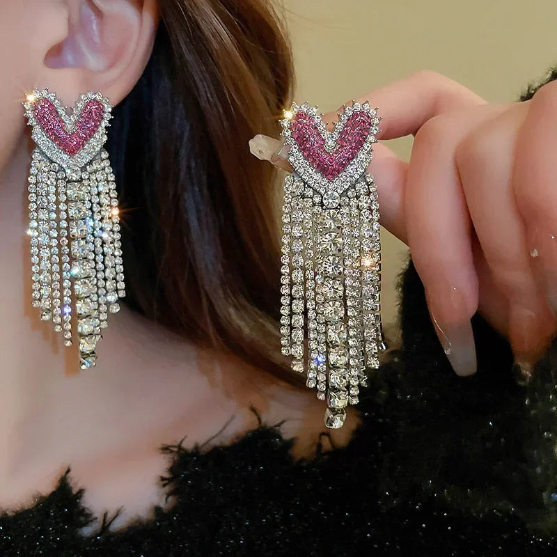 Luxury Evening Party Earrings for Women 2023 Trendy Shiny Flower Plant Dangle Earrings Purple Golden Jewelry Gift Wife
