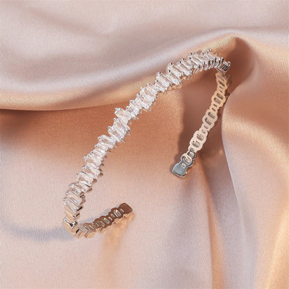 Cubic Zirconia Adjustable Open Bangle Bracelets for Women