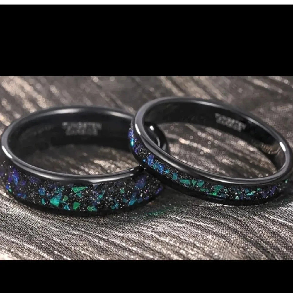 Men's and Women's Wedding Rings Tungsten Steel Galaxy Series Royal Blue Engagement Ring Anniversary Thanksgiving Graduation Gift