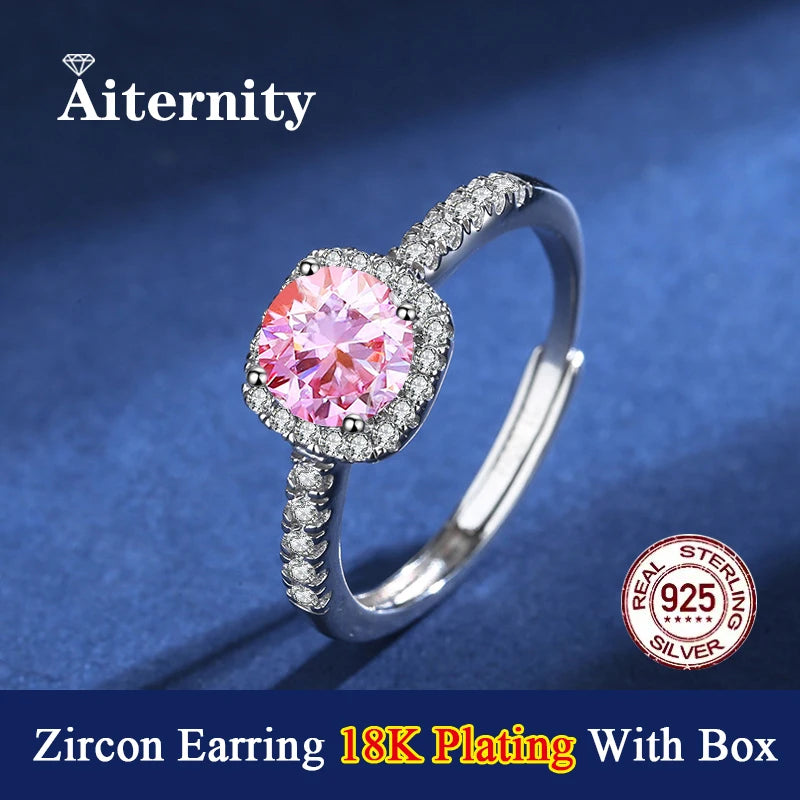 Square 18K Plating S925 Sterling Silver D Color Adjustable Size