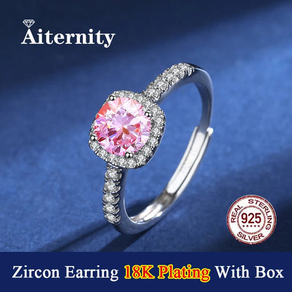 Square 18K Plating S925 Sterling Silver D Color Adjustable Size