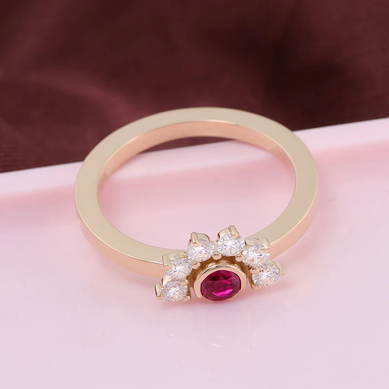 Provence fashions Wedding Ring 10K Solid Gold Ruby Lab Gemstones Vintage Engagement ring Anniversaries Gift Personalized Custom