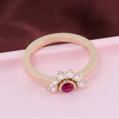 Provence fashions Wedding Ring 10K Solid Gold Ruby Lab Gemstones Vintage Engagement ring Anniversaries Gift Personalized Custom