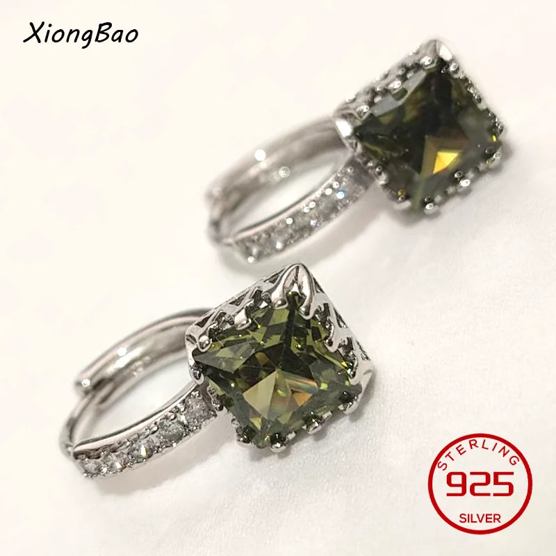 Luxury Shine Stamp 925 Sterling Silver Post Gold Plated Earrings Inlaid Boutique White Zircon Women Hook Drop Earrings Gift