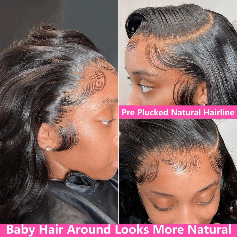 13x4 13x6 HD Transparent Body Wave Lace Front Wig Pre Plucked Brazilian Human Hair Wigs For Women 200 Density Natural Black
