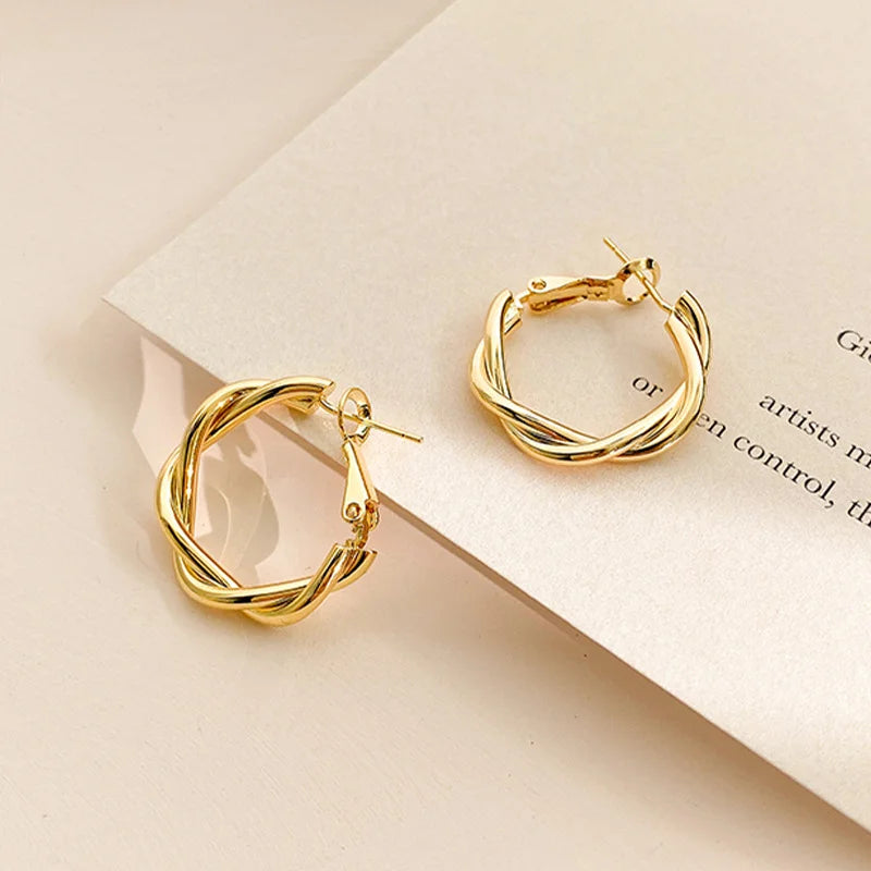 Shiny Big Circel Cross Hoop Earrings for Women Exquisite