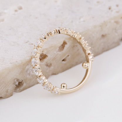 Provence 10K/14K yellow gold wedding ring round cut lab diamond 2/3 eternity band stacking engagement rings custom jewelry gift