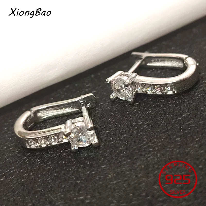 Luxury Shine Stamp 925 Sterling Silver Post Gold Plated Earrings Inlaid Boutique White Zircon Women Hook Drop Earrings Gift