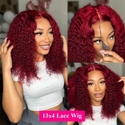 13x4 Lace Frontal Wig Short Bob Kinky Curly Wig Pre Plucked