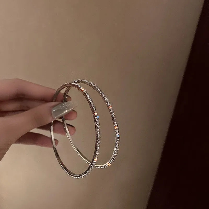 Shiny Big Circel Cross Hoop Earrings for Women Exquisite