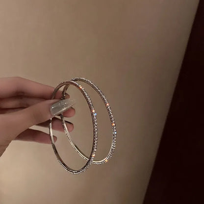Shiny Big Circel Cross Hoop Earrings for Women Exquisite