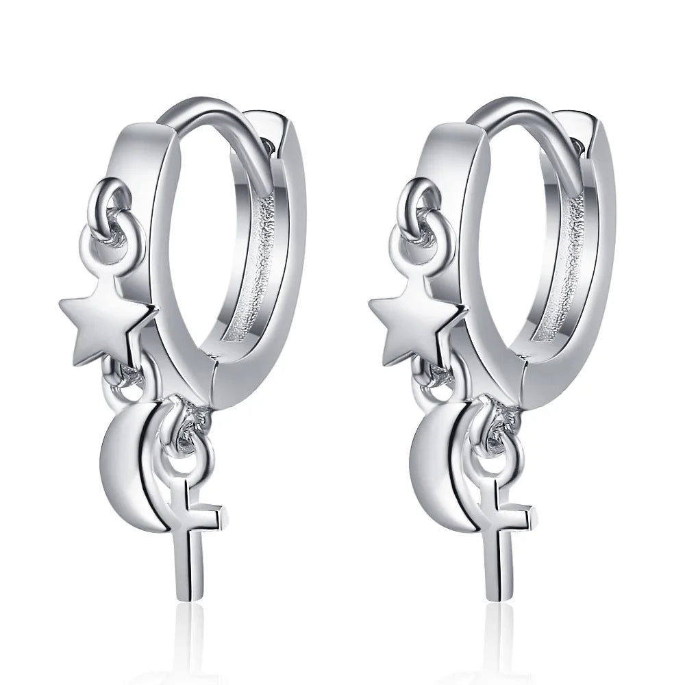Luxury Shine Stamp 925 Sterling Silver Post Gold Plated Earrings Inlaid Boutique White Zircon Women Hook Drop Earrings Gift