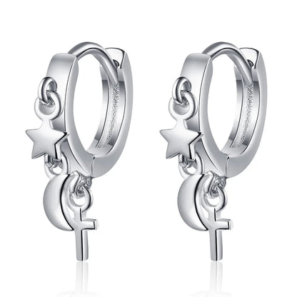 Luxury Shine Stamp 925 Sterling Silver Post Gold Plated Earrings Inlaid Boutique White Zircon Women Hook Drop Earrings Gift