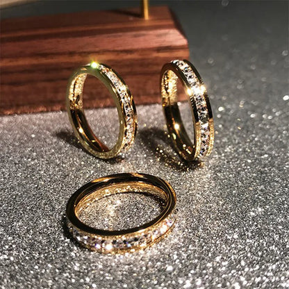Clear White Stones Wedding Women Ring Stainless Steel 1 and 2