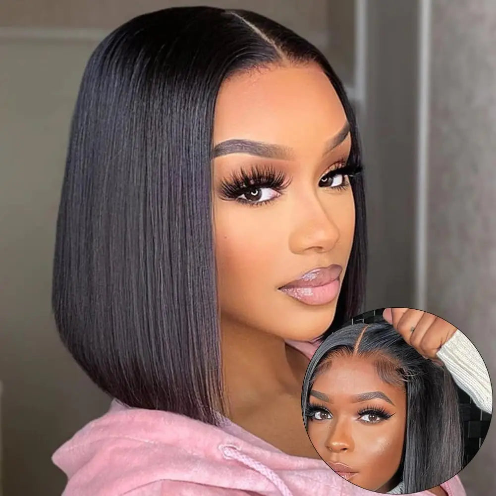Wear And Go Glueless Wigs Human Hair Bob Straight Pre