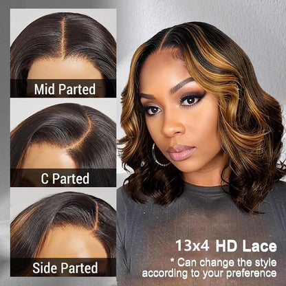 1B/30 Highlight Bob Wig Human Hair 13x4 Ombre Lace Front Wigs