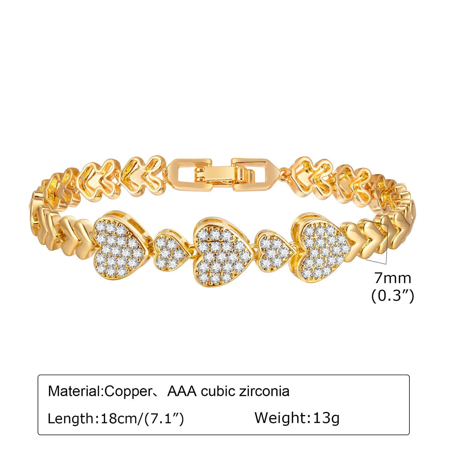 Paperclip Chain Bracelet 14K Gold Plated Cubic Zirconia Watch