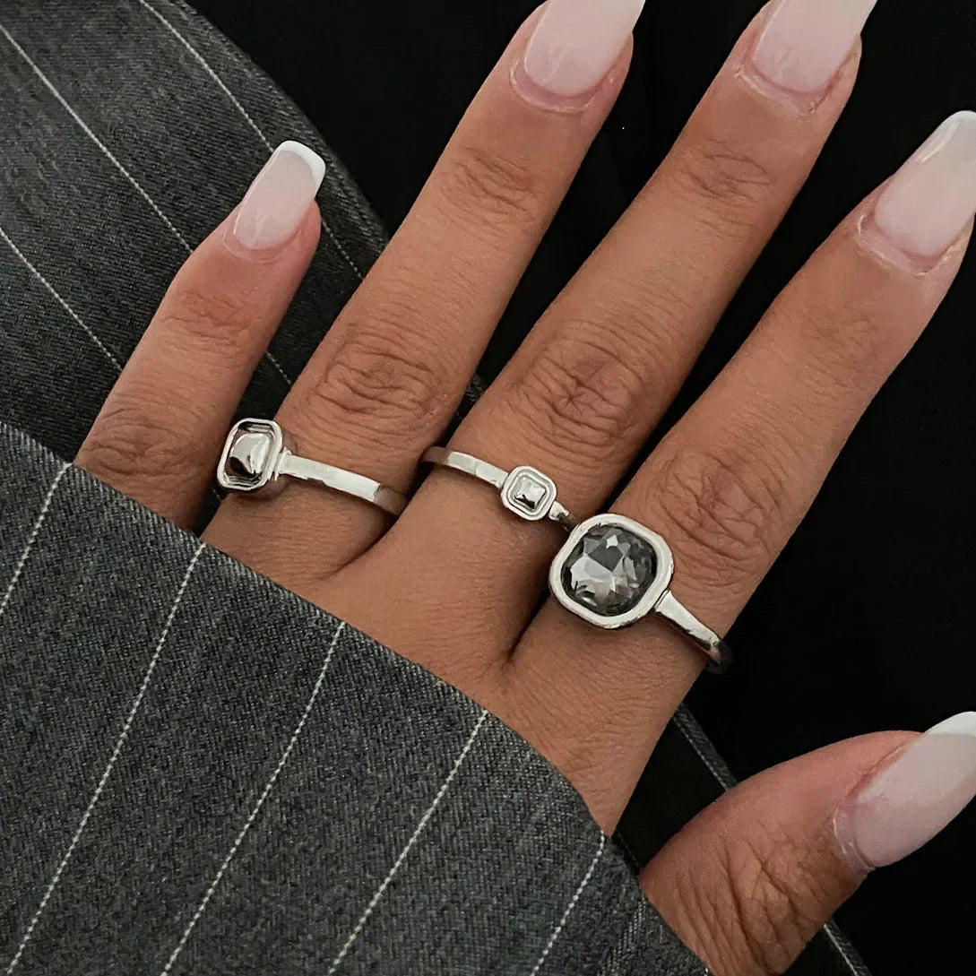 Silver Color Rhinestone Ring Multi-layer Winding Rings for Women