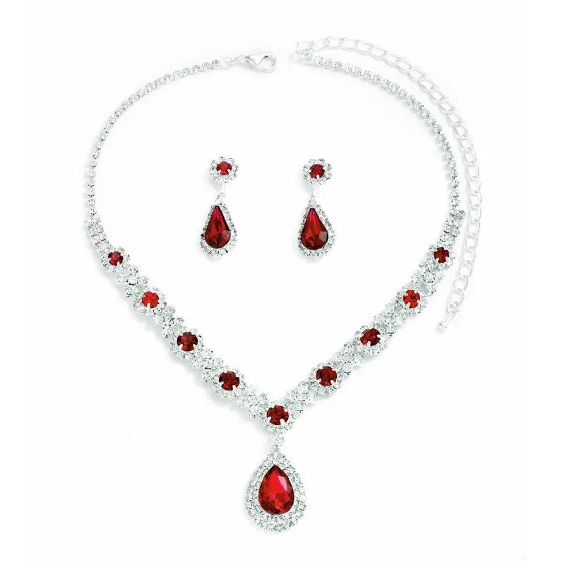 Women's crystal droplet necklace with earrings set for wedding